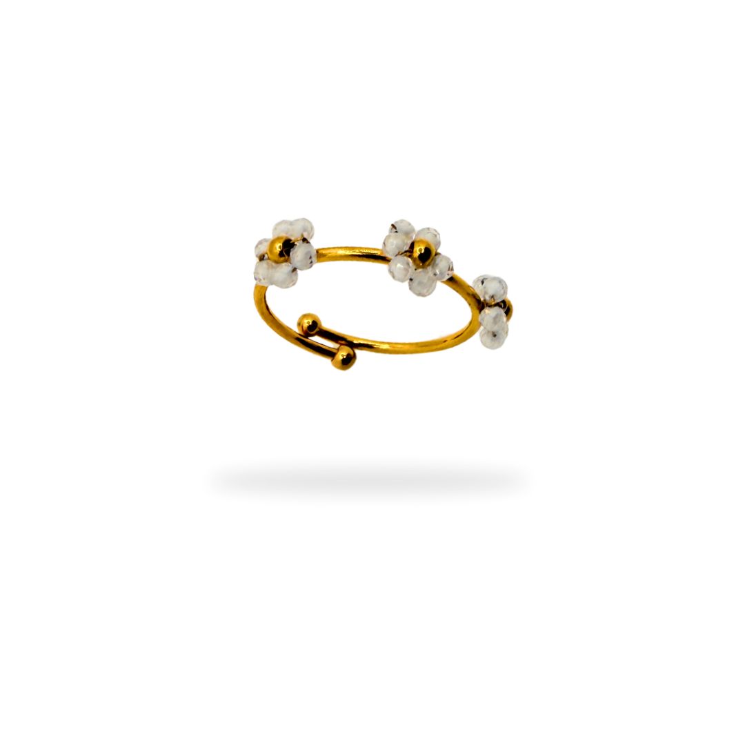 Anillo Artesanal Flor Blanca